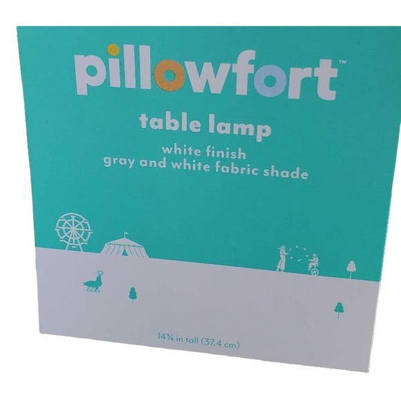 Matching Pair 14.75" Pillowfort Striped Gray Accent Bed/Sofa Side Table Lamps - Picture 5 of 6